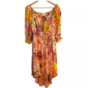 Anthropologie Fig and Flower Vibrant Floral Dress. Size L
